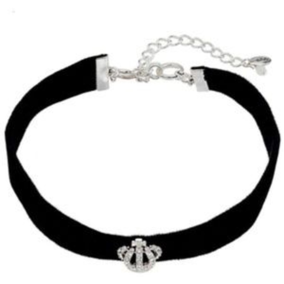 Juicy Couture Jewelry - JUICY COUTURE Black Velvet Crystal Crown Choker